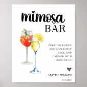 Mimosa Bar Huwelijksbar Script Bord Poster (Voorkant)