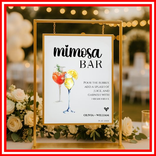 Mimosa Bar Huwelijksbar Script Bord Poster
