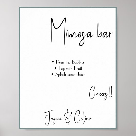 Mimosa Bar Huwelijksbord Poster (Voorkant)