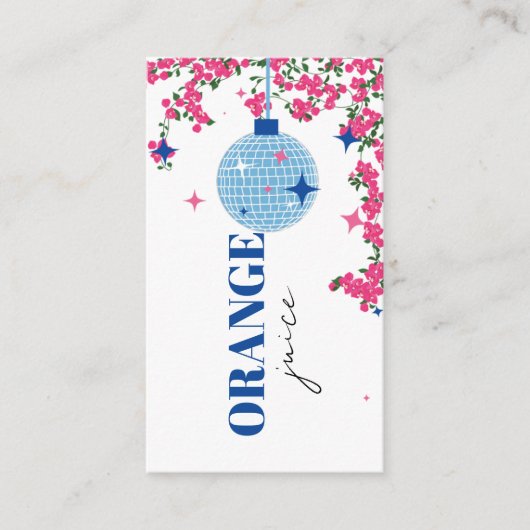 Mimosa Bar Juice Label Santorini Grieks bruids kaa Informatiekaartje (Voorkant)