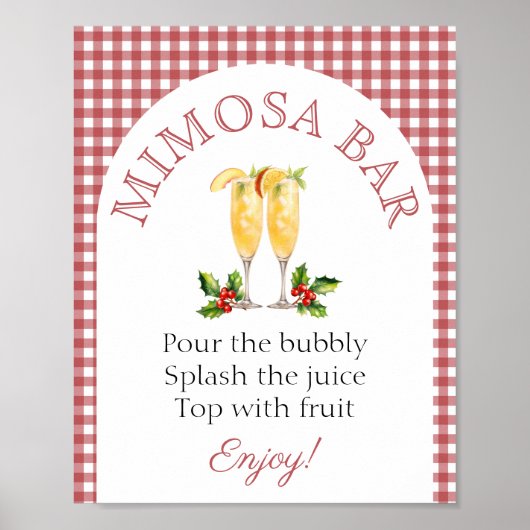 Mimosa bar Kerstmarkt Vrijgezellenfeest teken Poster (Voorkant)