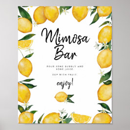 Mimosa Bar Lemon Baby shower Poster