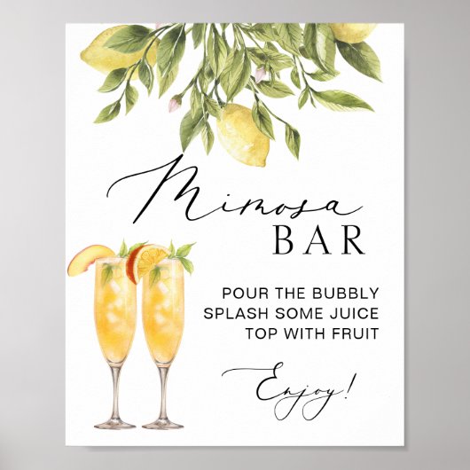 Mimosa Bar Lemon Sorrento Italiaans Trouwbord Poster (Voorkant)