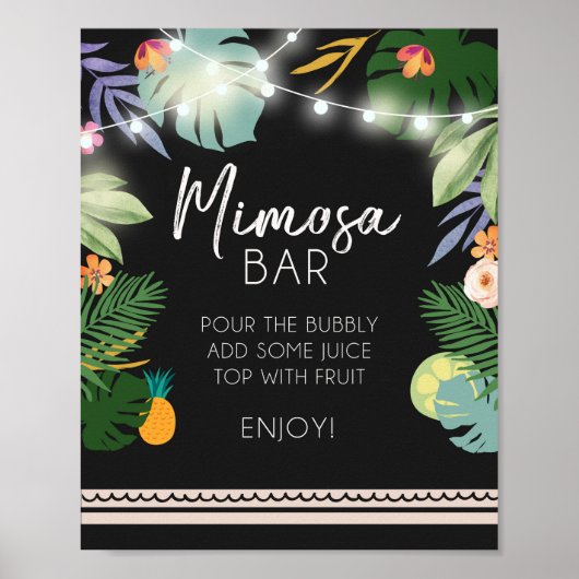 Mimosa Bar Luau Tropical Birthday Shower Sign Poster (Voorkant)