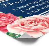 Mimosa Bar marine Silver Stripes Pink Floral Poster (Hoek)