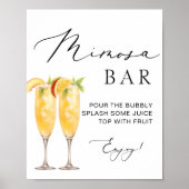 Mimosa Bar Minimale moderne kalligrafie Trouwbord Poster (Voorkant)