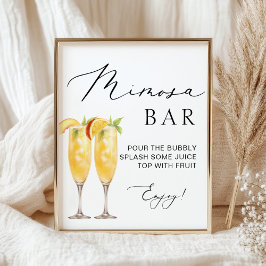 Mimosa Bar Minimale moderne kalligrafie Trouwbord Poster