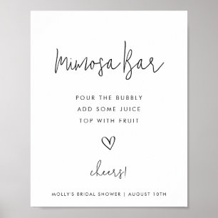 Mimosa Bar Minimalist Black en White Shower Poster
