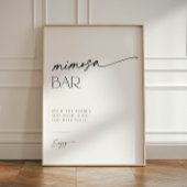 Mimosa Bar minimalistisch zwart-wit script Reclamebord Met Voetstuk