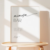 Mimosa Bar minimalistisch zwart-wit script Reclamebord Met Voetstuk