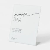 Mimosa Bar minimalistisch zwart-wit script Reclamebord Met Voetstuk (Voorkant)