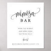 Mimosa Bar Minimalistische Calligrafie Zwart en Wi Poster (Voorkant)