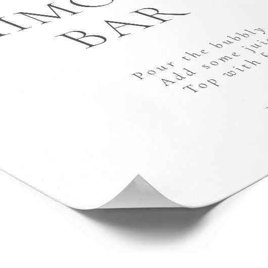 Mimosa Bar Modern Elegant Bruiloft Eenvoudig Poster (Hoek)