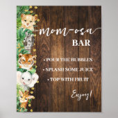 Mimosa Bar Mom-osa Bar Safari Rustiek Baby shower Poster (Voorkant)