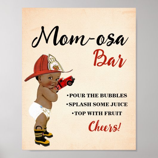Mimosa Bar Momosa Bar AA Brandweerman Baby shower Poster (Voorkant)