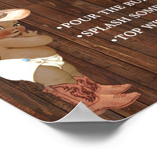 Mimosa Bar Momosa Bar AA Cowboy Baby shower Teken Poster (Hoek)