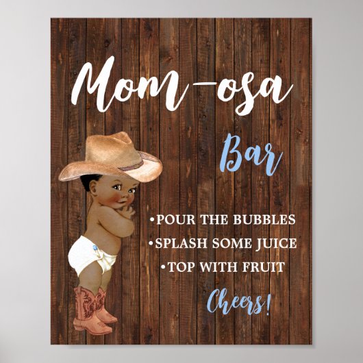 Mimosa Bar Momosa Bar AA Cowboy Baby shower Teken Poster (Voorkant)