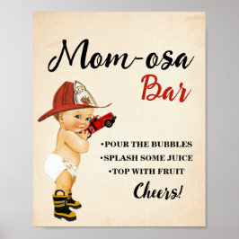 Mimosa Bar Momosa Bar Baby shower brandweerman Poster