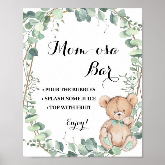 Mimosa Bar Momosa Bar Beer Greenery Baby shower Poster (Voorkant)