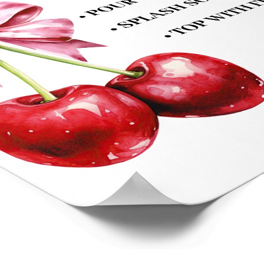 Mimosa Bar Momosa Bar Cherry Coquette Baby shower Poster (Hoek)