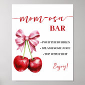 Mimosa Bar Momosa Bar Cherry Coquette Baby shower Poster (Voorkant)