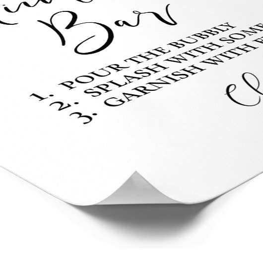 Mimosa Bar Olive Leaf Greenery Shower Sign Poster (Hoek)