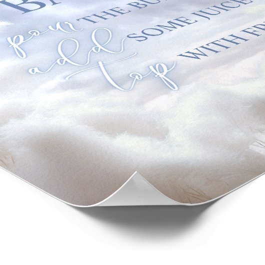 Mimosa Bar op Cloud Nine 9 Pampas Vrijgezellenfees Poster (Hoek)