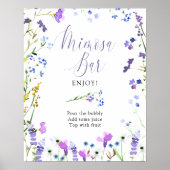 Mimosa Bar Paarse Wilde Bloem Bruidsdouche Bord Poster (Voorkant)
