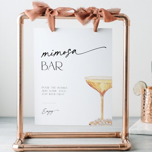Mimosa Bar Parels en Prosecco Pedestal Sign Reclamebord Met Voetstuk