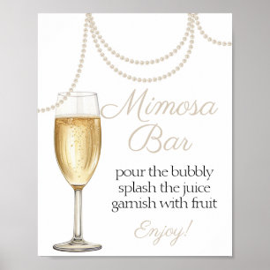Mimosa Bar Parels en Prosecco vrijgezellenfeest Poster