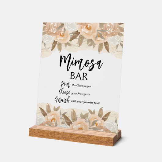 Mimosa Bar Perzik Bloemen Vrijgezellenfeest Acryl Bord (Hoek)