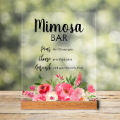 Mimosa Bar Pink Peonies Vrijgezellenfeest Acryl Bord