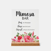Mimosa Bar Pink Peonies Vrijgezellenfeest Acryl Bord (Voorkant)