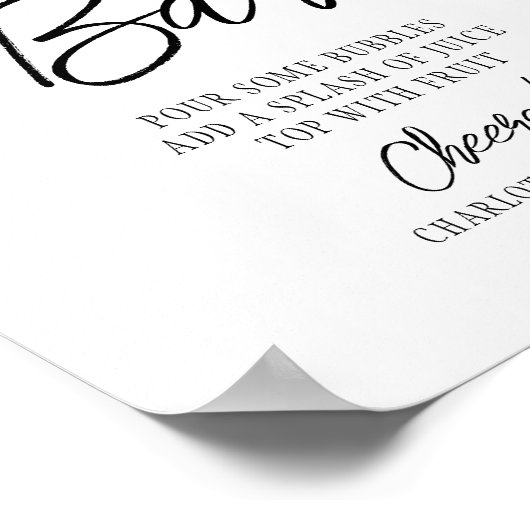 Mimosa Bar Proost Modern Handgeschreven Zwart Schr Poster (Hoek)