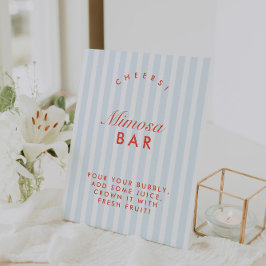 Mimosa Bar Retro Rood & Blauw Bachelorette Reclamebord Met Voetstuk