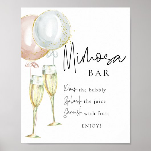 Mimosa Bar Roze & Blauw Ballon Geslacht onthullen Poster (Voorkant)