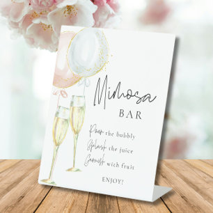 Mimosa Bar Roze & Blauwe ballon Geslacht onthullen Reclamebord Met Voetstuk