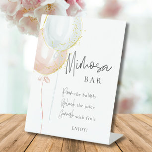 Mimosa Bar Roze & Blauwe ballon Geslacht onthullen Reclamebord Met Voetstuk