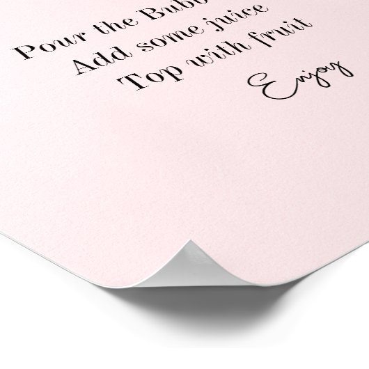 Mimosa Bar Roze Bruiloftsborrel  Poster (Hoek)