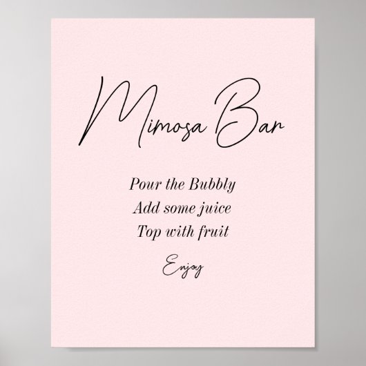 Mimosa Bar Roze Bruiloftsontbijt Poster (Voorkant)