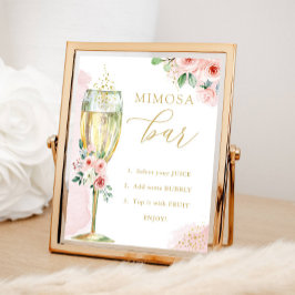 Mimosa Bar, Roze en Gouden Bloemen & Glas, Douche Poster