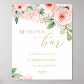 Mimosa Bar, roze en goudFloral Vrijgezellenfeest Poster (Voorkant)