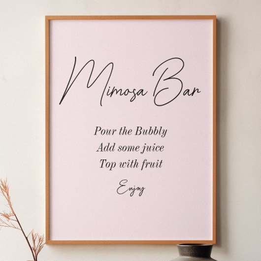 Mimosa Bar Roze Vrijgezellenfeest Poster