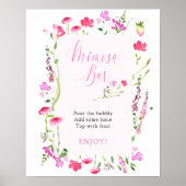 Mimosa Bar Roze Wilde Bloemen Bruids Bruiloft Aank Poster (Voorkant)