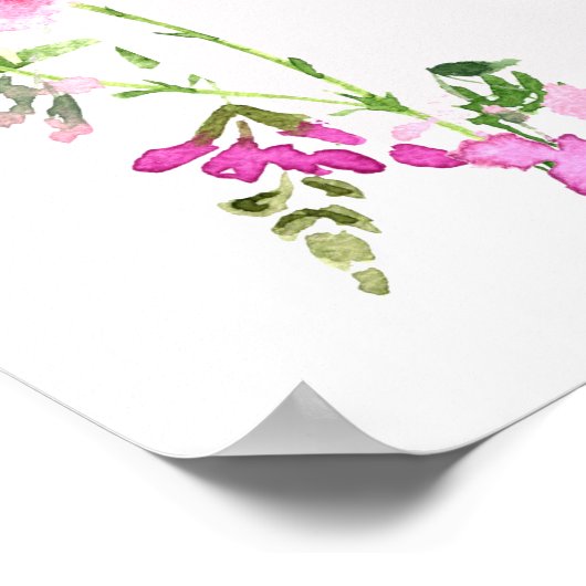 Mimosa Bar Roze Wilde Bloemen Bruidsdouche Bord Poster (Hoek)