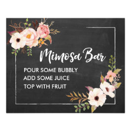Mimosa Bar Rustic Floral Chalkboard Wedding Sign Foto Afdruk