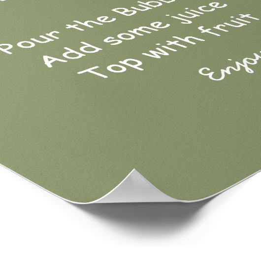 Mimosa Bar Sage Groen Trouw Teken Poster (Hoek)