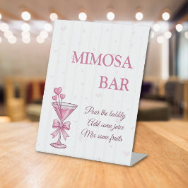 Mimosa Bar Sign | A Tiny Bit Engaged Bridal Shower Reclamebord Met Voetstuk
