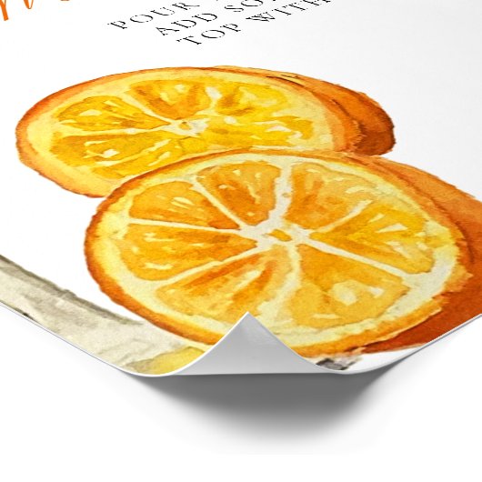 Mimosa Bar Sign Aperol Spritz Vrijgezellenfeest Poster (Hoek)