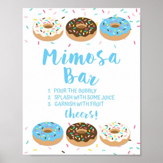 Mimosa Bar Sign Blue Donut Sprinkle Showbord Poster (Voorkant)